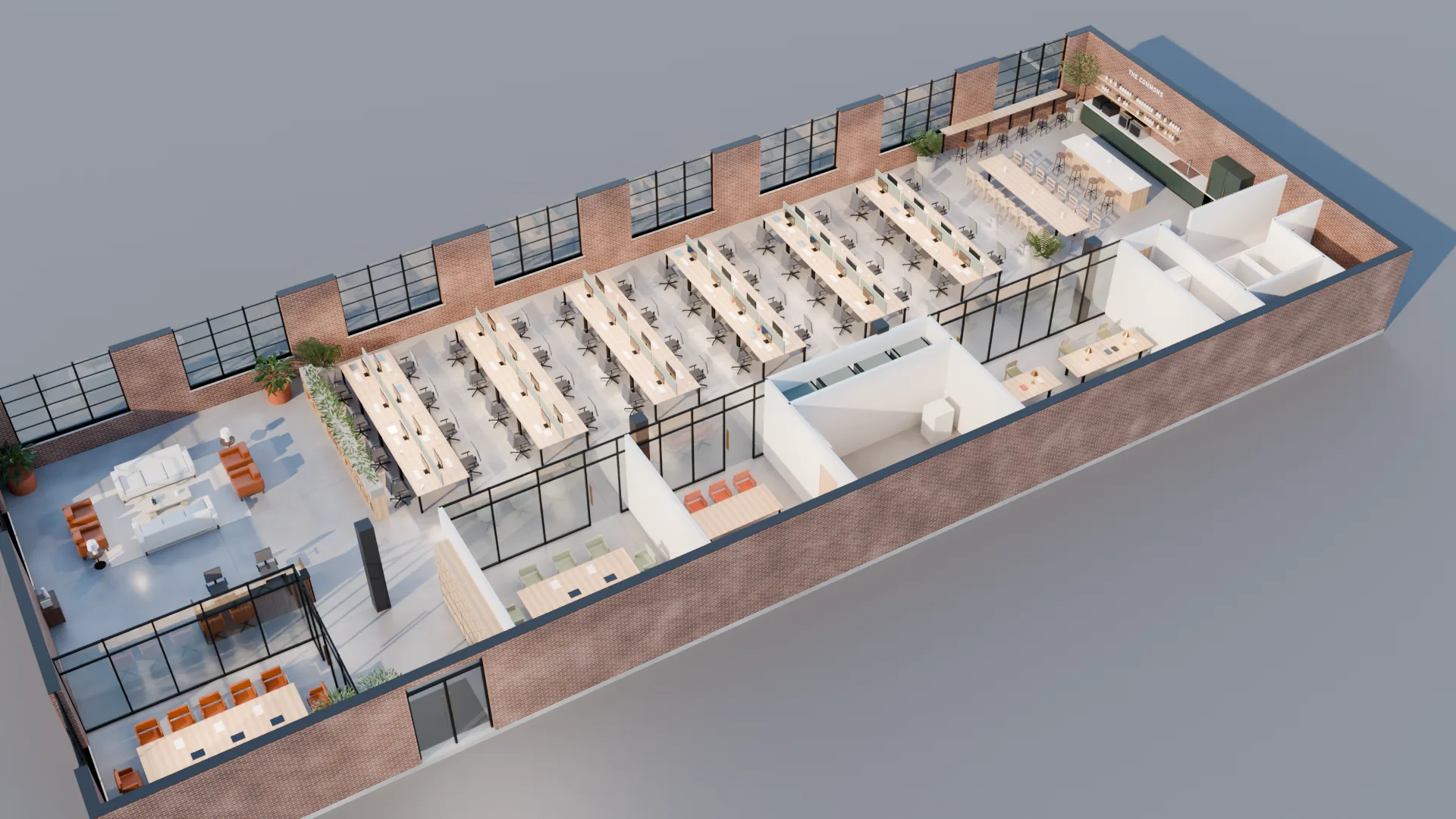 The whole floor — axonometric cutaway
